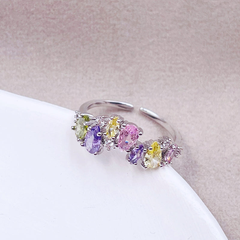 Irregular Colorful Rhinestones Ring