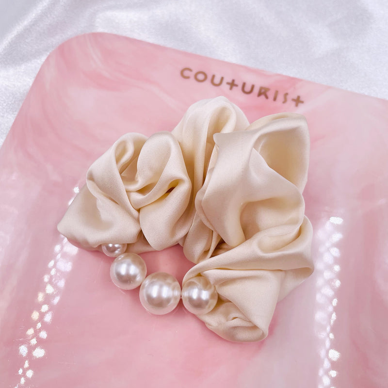 Pearl Chain Satin Scrunchie