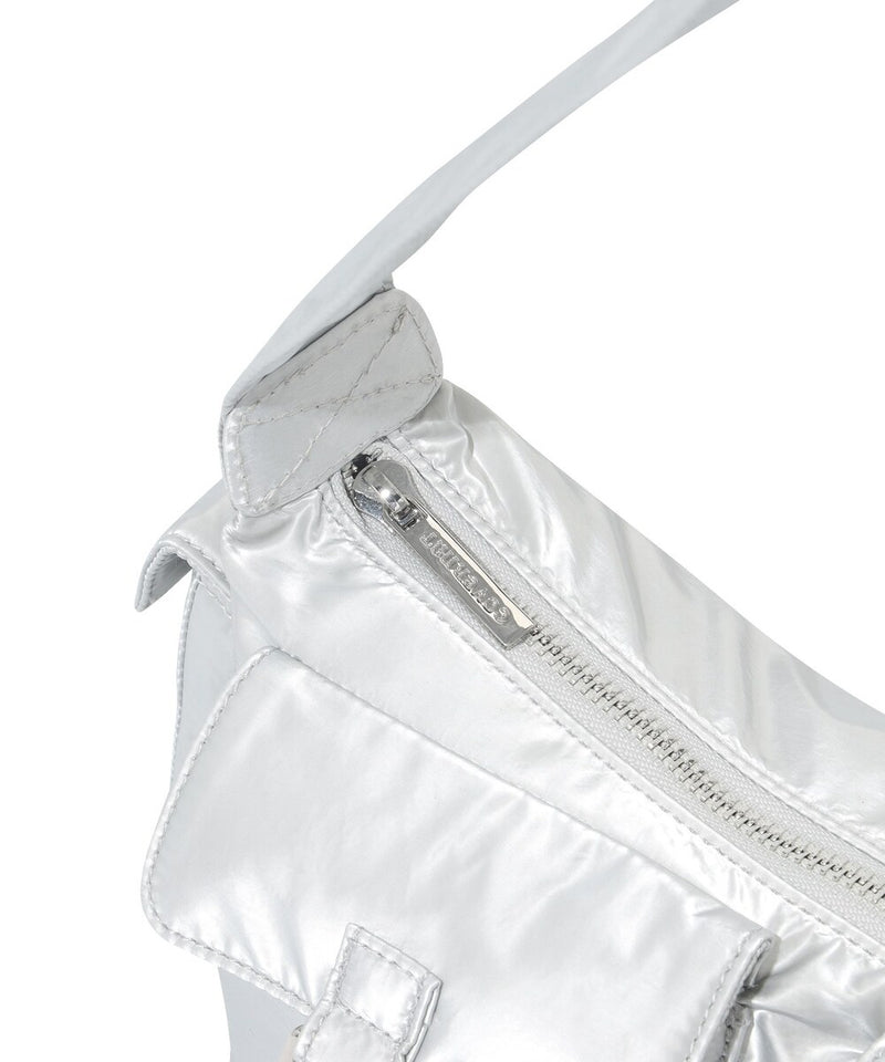 Clover Heart Two Pockets Shoulder Bag Silver