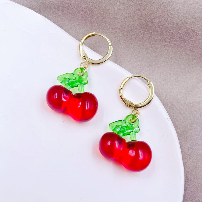 Cherry with Hoop Earrings