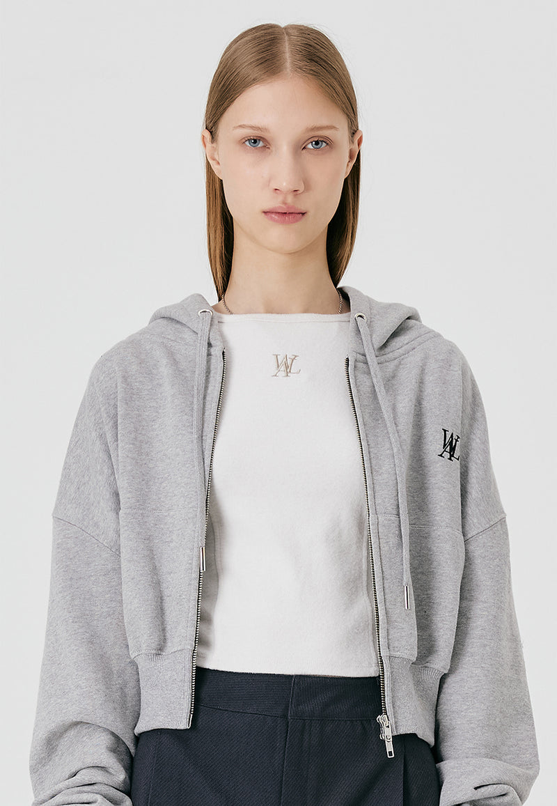 Signature Crop Hood Zip-up Grey