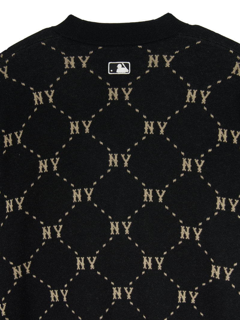 Diamond Monogram Front Cardigan NY Black