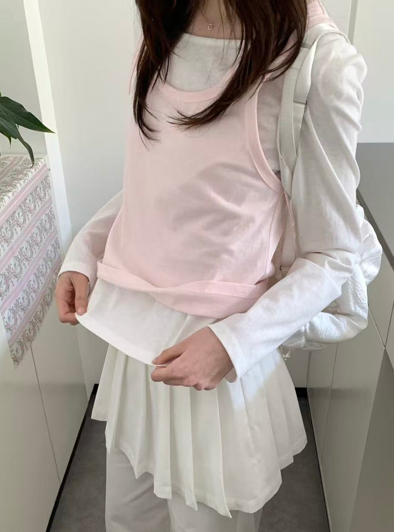 Two Layered Tank and Long Sleeves Top Set | Couturist