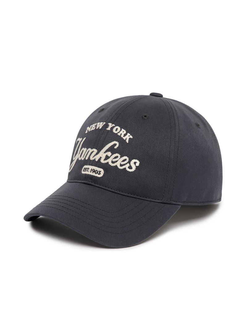 Varsity Lettering Unstructured Ball Cap NY Yankees Charcoal