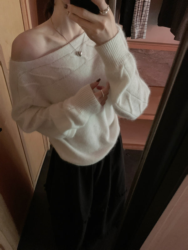 Cable Knit Boat Neck Sweater