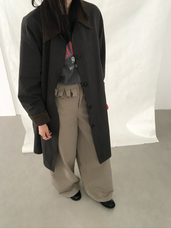 Corduroy Collar Single Breasted Trench Jacket