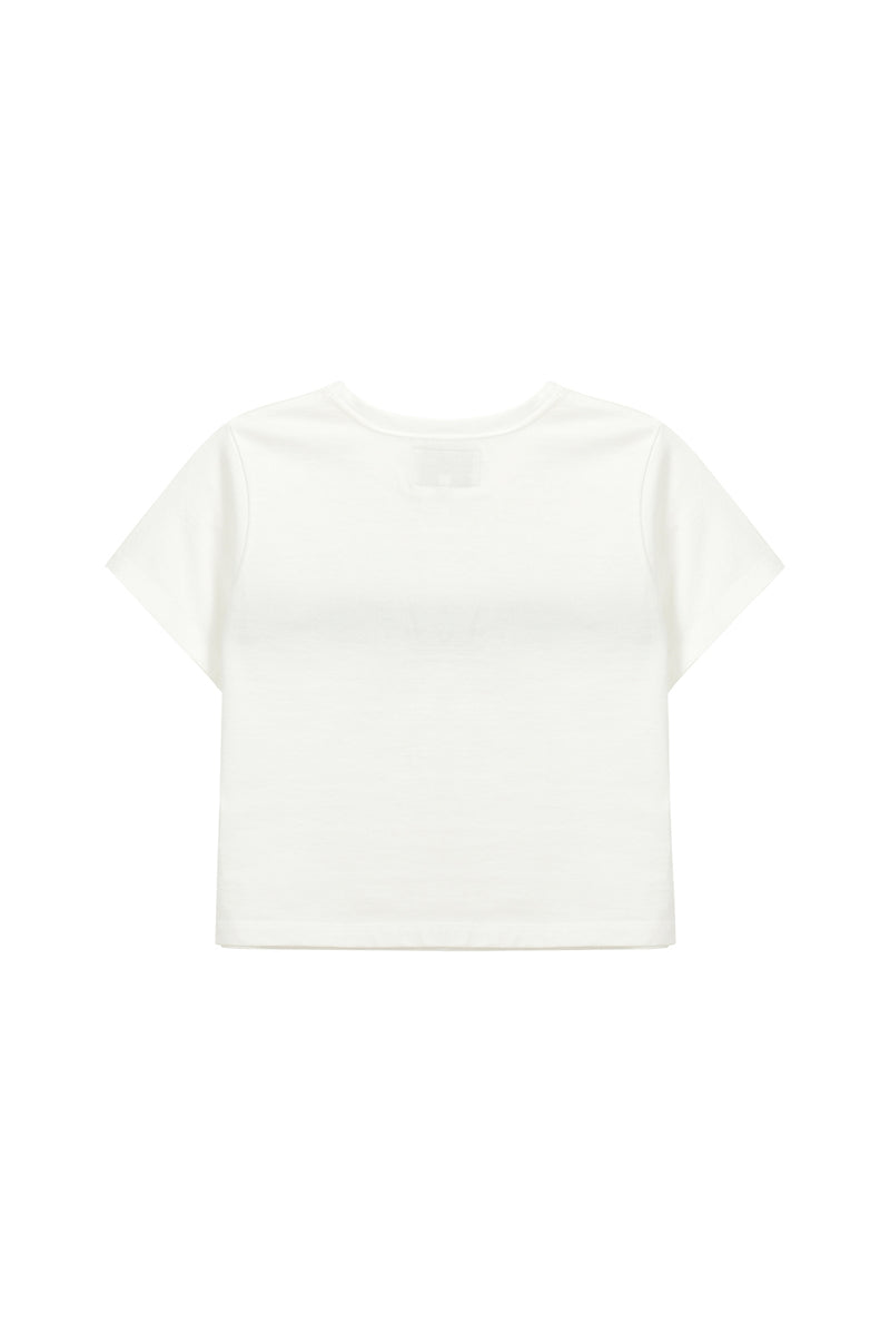 Logo Cutted Crop Top White