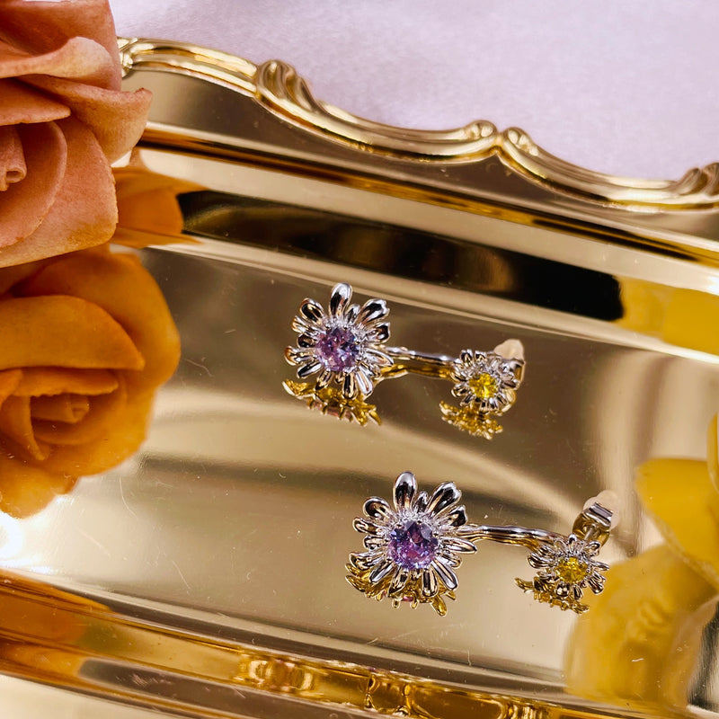 Colorful Rhinestones Daisies Earrings