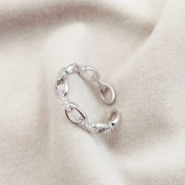 Chain with Rhinestone Links Ring