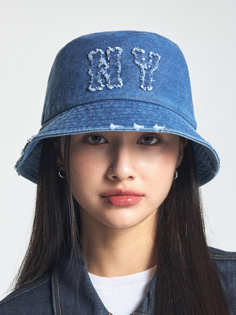 Basic Coopers Denim Bucket Hat NY Yankees Blue