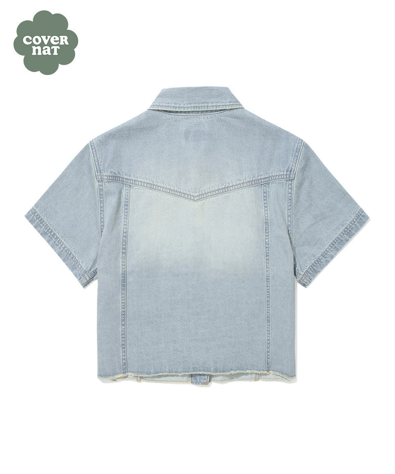 W Pocket Denim Half Shirt