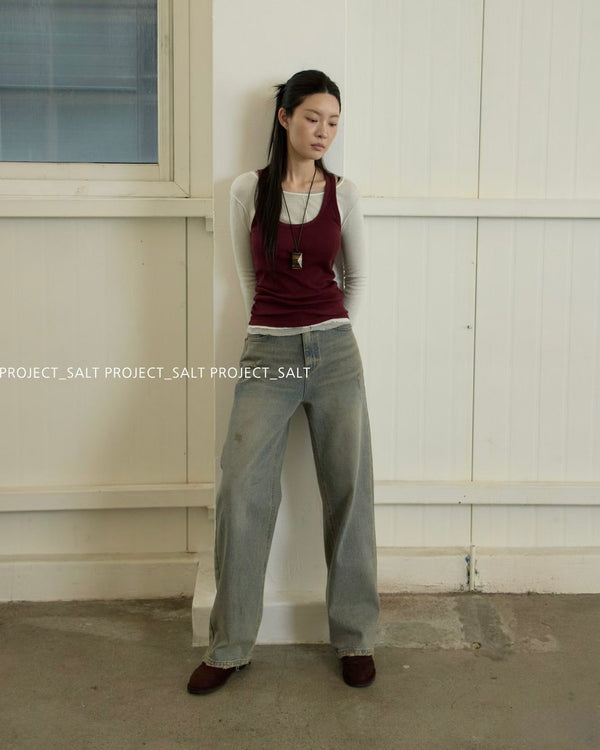 Small Distress Tapered Leg Jeans