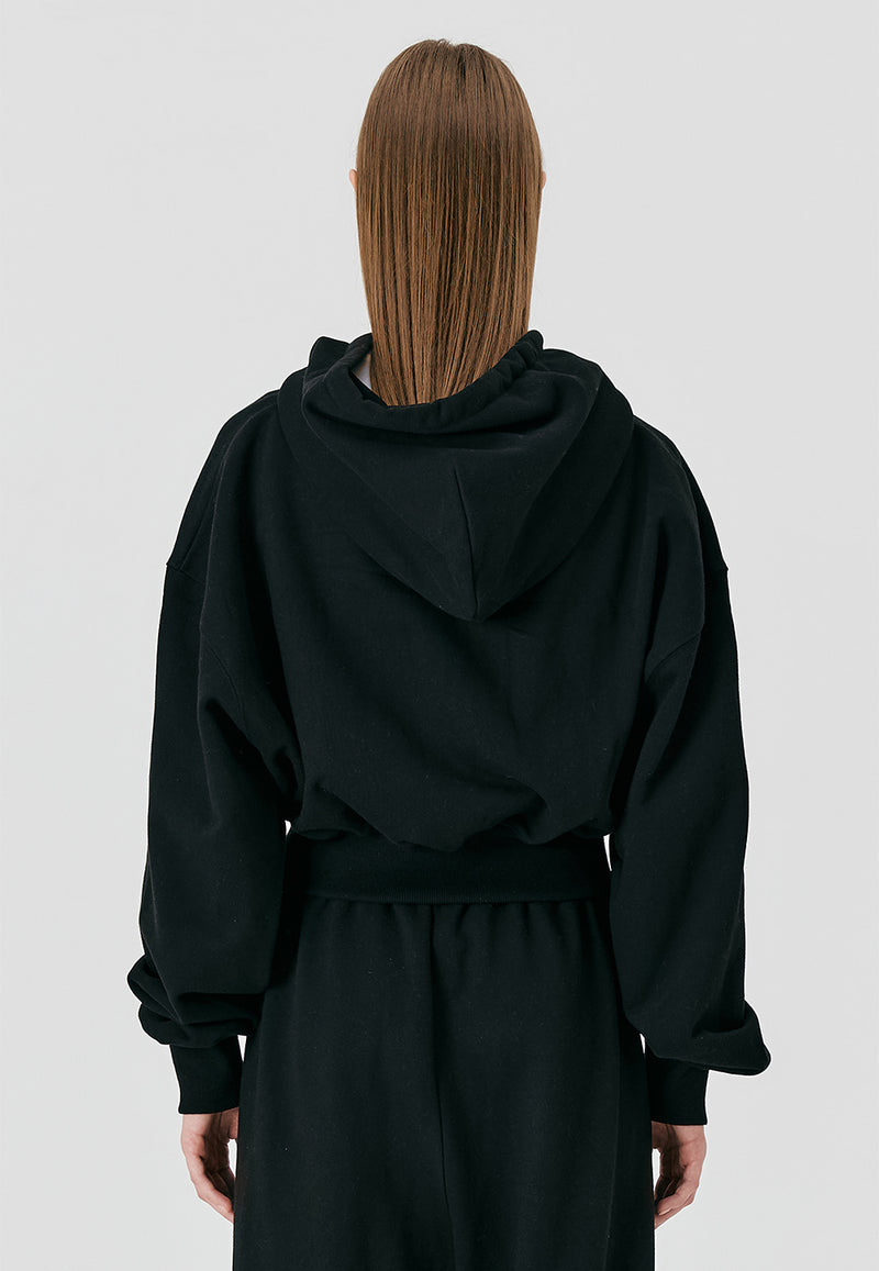 Signature Crop Hood Zip-up Black