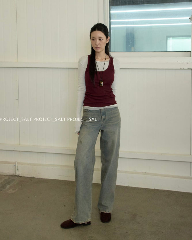 Small Distress Tapered Leg Jeans