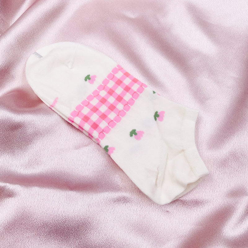 Assorted Pink Flower Ankle Socks