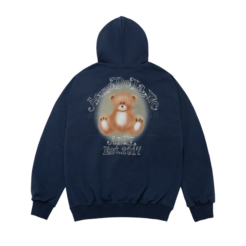 Blur Sketch Bear Hoodie Navy