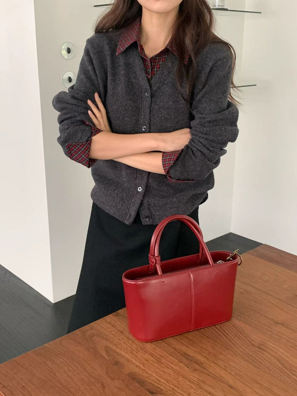 Checker Shirt Collar and Cuffs Cardigan