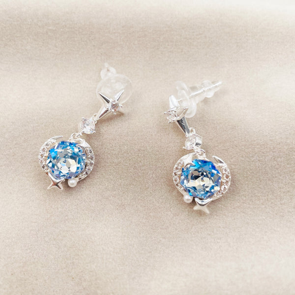 Blue Rhinestone and Stars Earrings