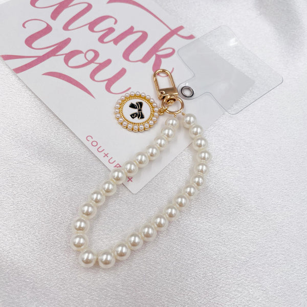 Pearl Chain with Bow Coin Phone Chain