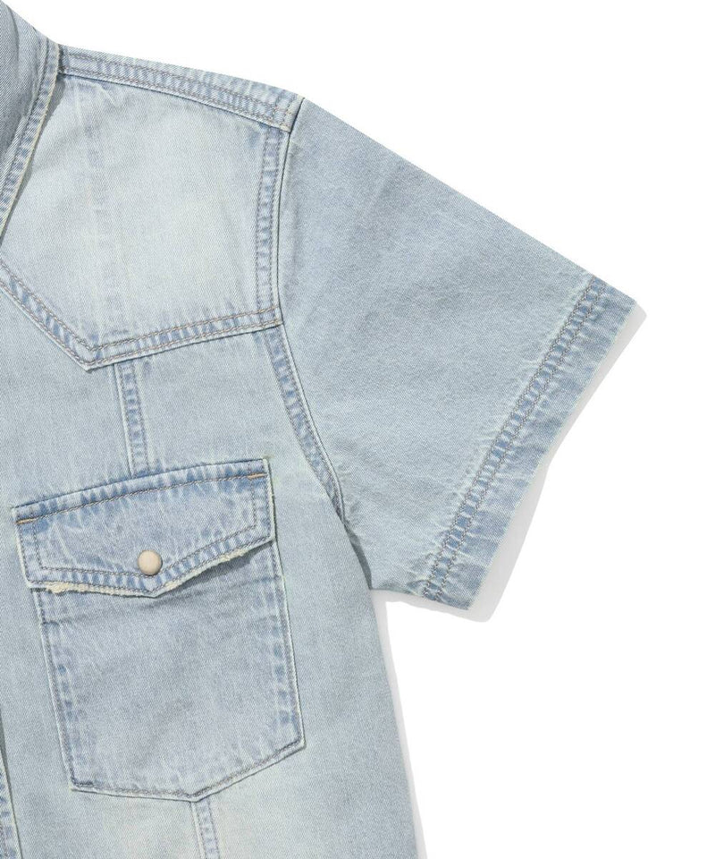 W Pocket Denim Half Shirt