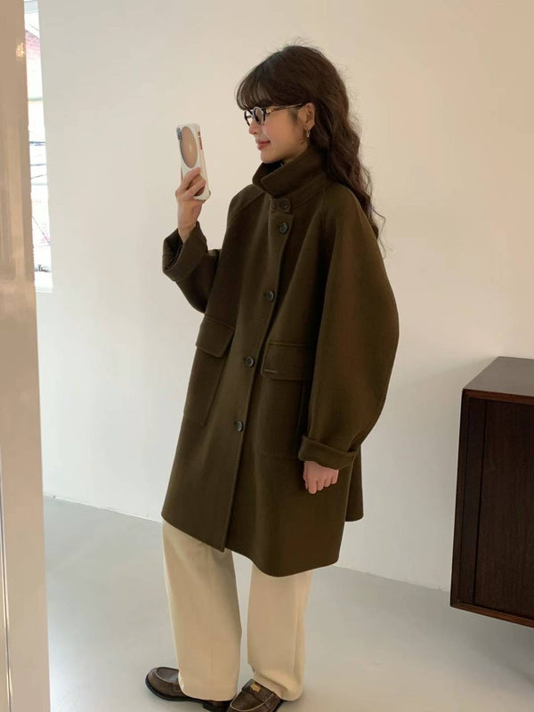 Detachable Collar Wool Coat