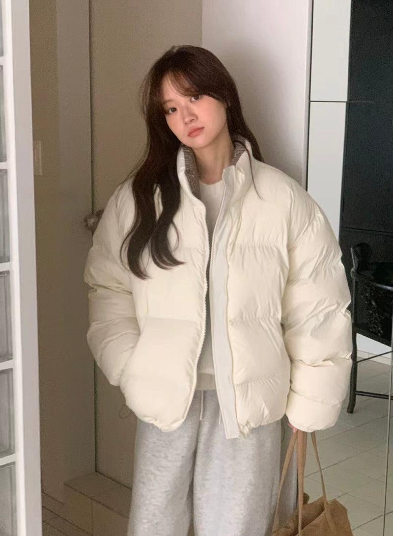 Reversible Checker Down Jacket with Drawstring