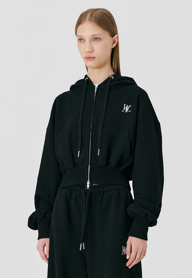 Signature Crop Hood Zip-up Black