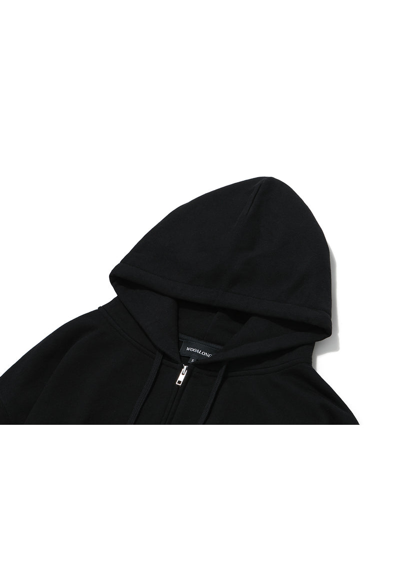 Signature Crop Hood Zip-up Black