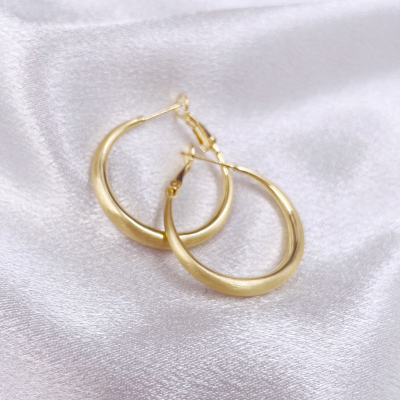 Matte Gold Medium Hoop Earrings