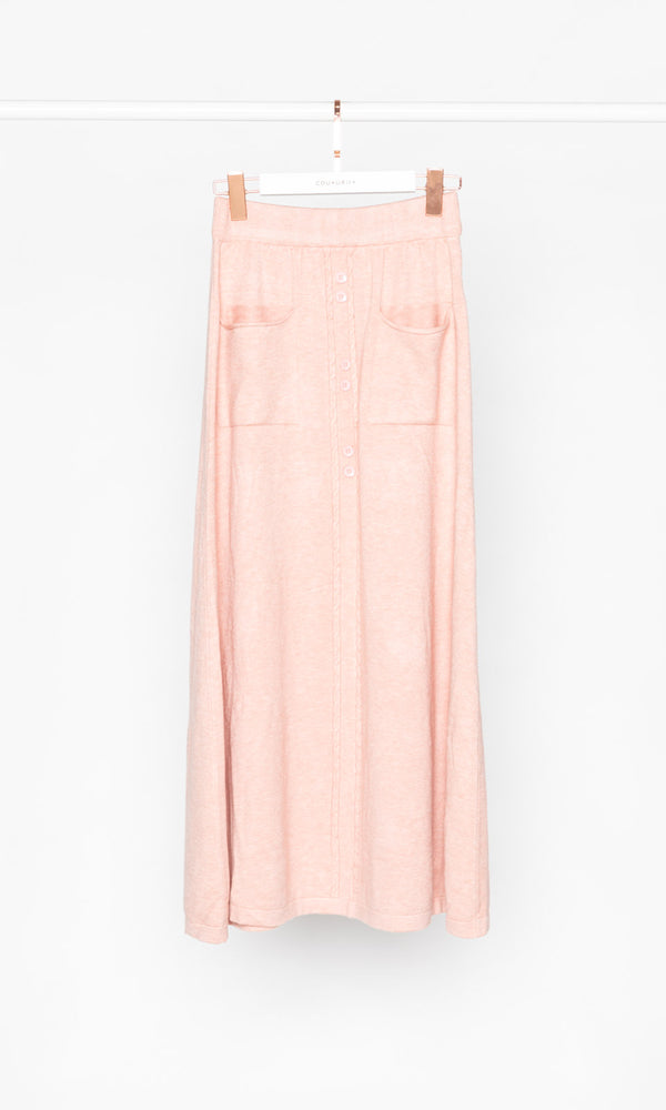 Front Pocket Flare Knit Midi Skirt