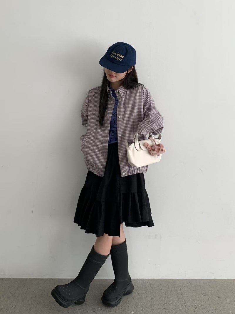 Brown and Blue Button Up Utility Jacket