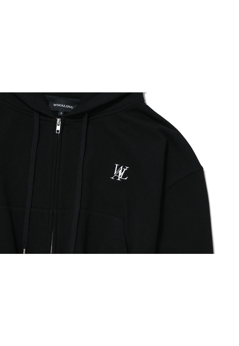 Signature Crop Hood Zip-up Black