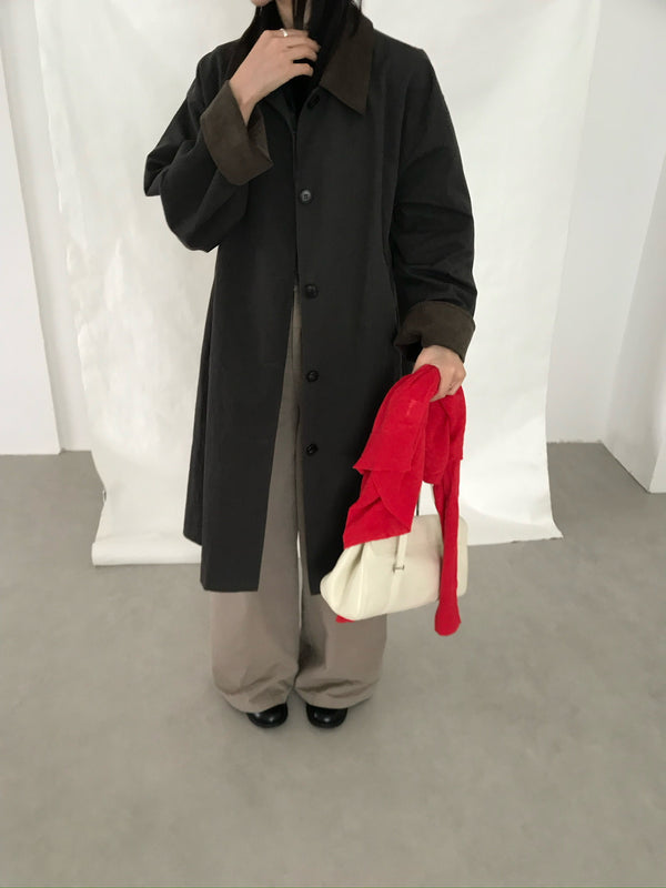 Corduroy Collar Single Breasted Trench Jacket