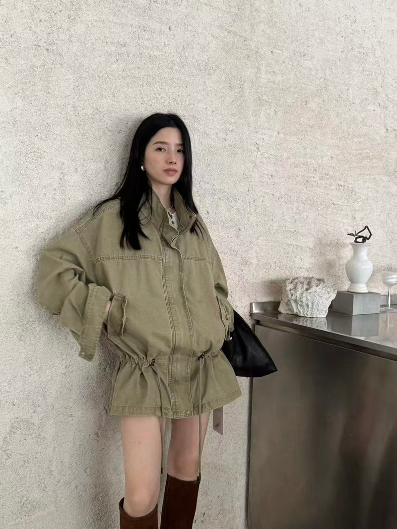 Waist Drawstring Workwear Jacket