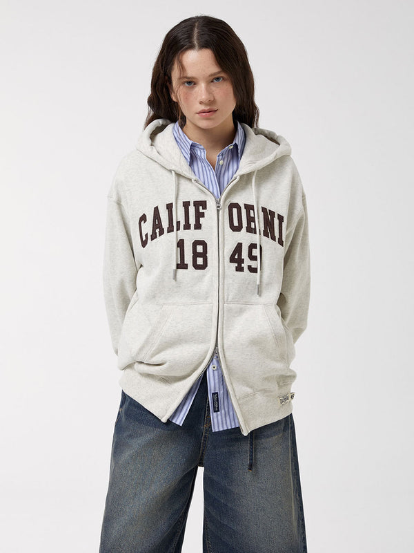 Signature Patch Hood Zip-up Hoodie Oatmeal Melange
