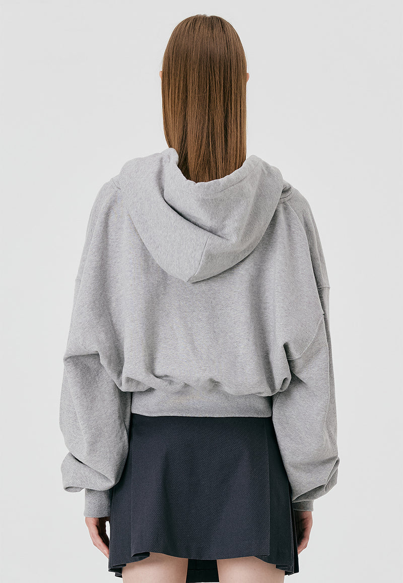 Signature Crop Hood Zip-up Grey