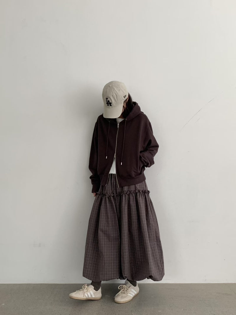 Ruffle Trim Puffy Maxi Skirt