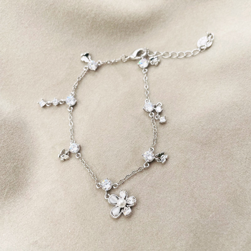Hanging Flower with Rhinestones and Butterfly Bracelet
