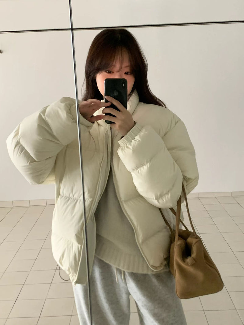 Reversible Checker Down Jacket with Drawstring