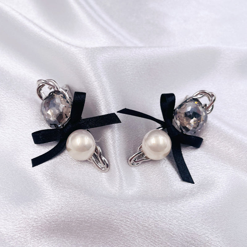 Square Rhinestone and Pearl Small Hair Clip Set