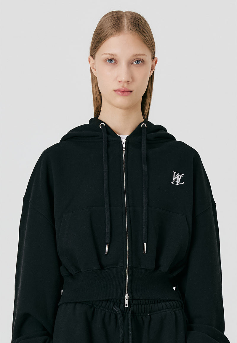 Signature Crop Hood Zip-up Black