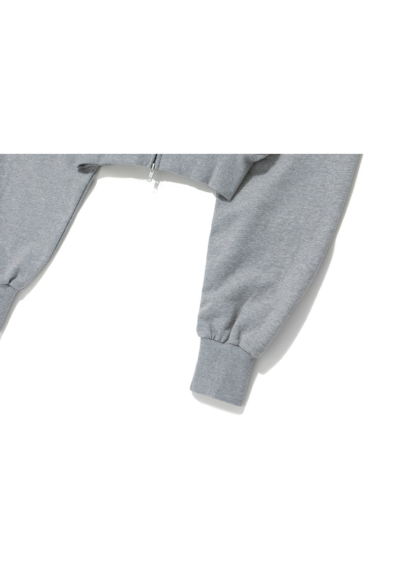 Signature Crop Hood Zip-up Grey