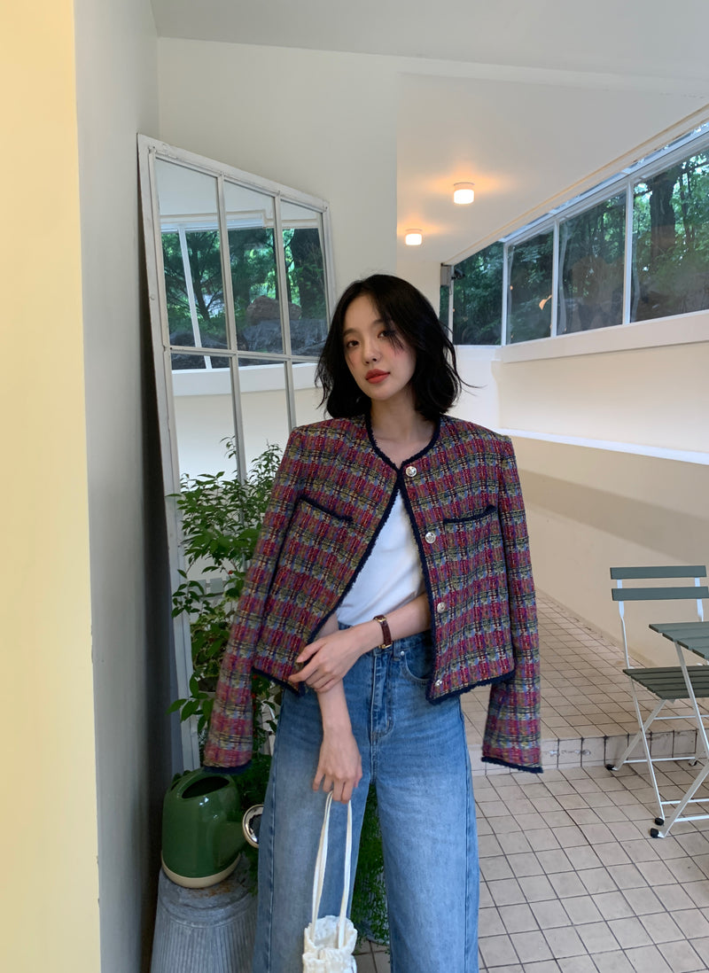 Red Checker Tweed Jacket