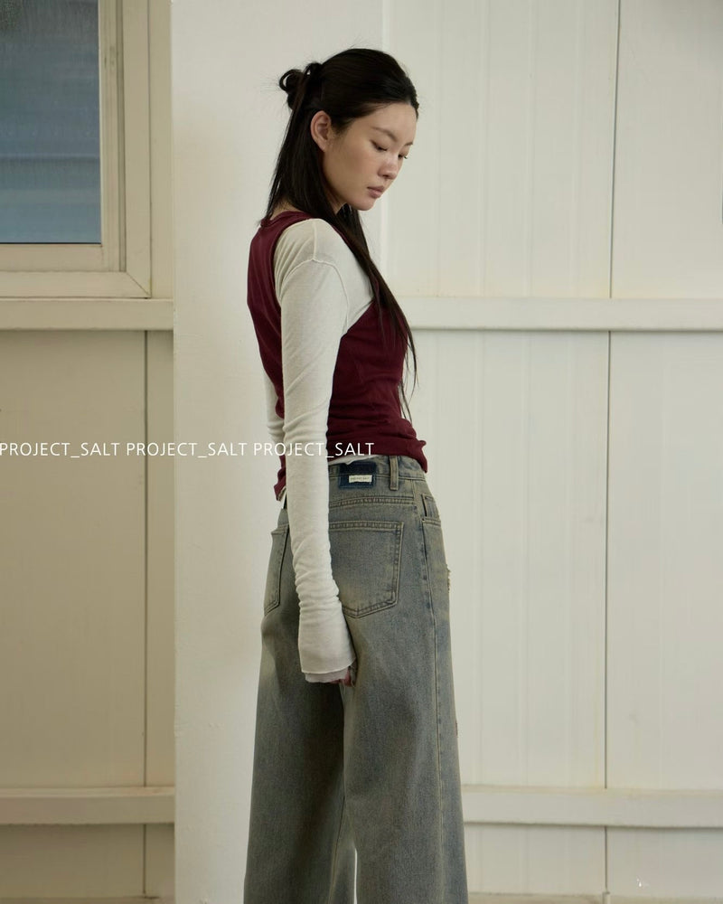 Small Distress Tapered Leg Jeans