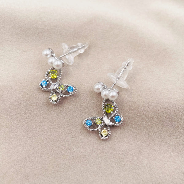 Colorful Rhinestones Butterfly Earrings
