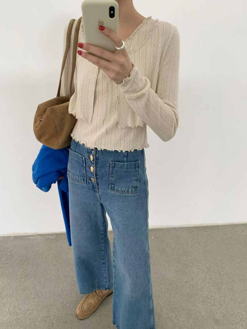 Ruffle Edges Tank and Crop Cardigan Set