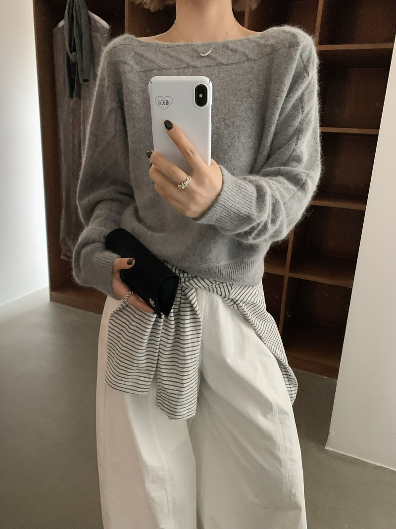 Cable Knit Boat Neck Sweater