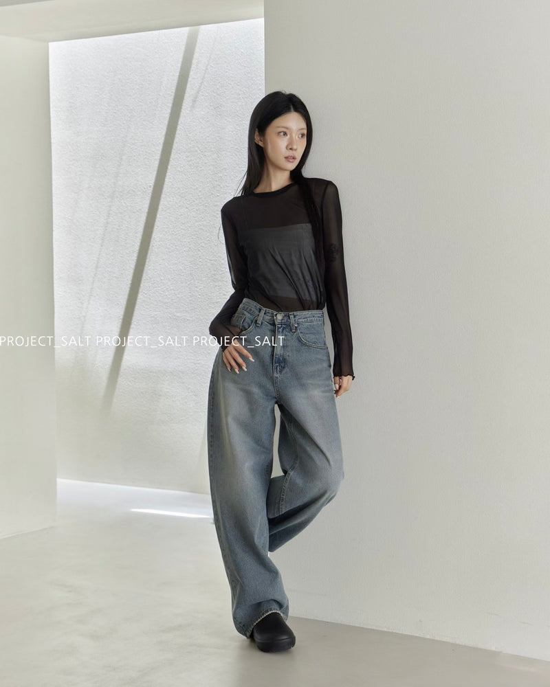 Washed Blue Baggy Jeans