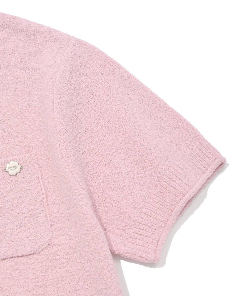 W Round Boucle Half Knit Pink