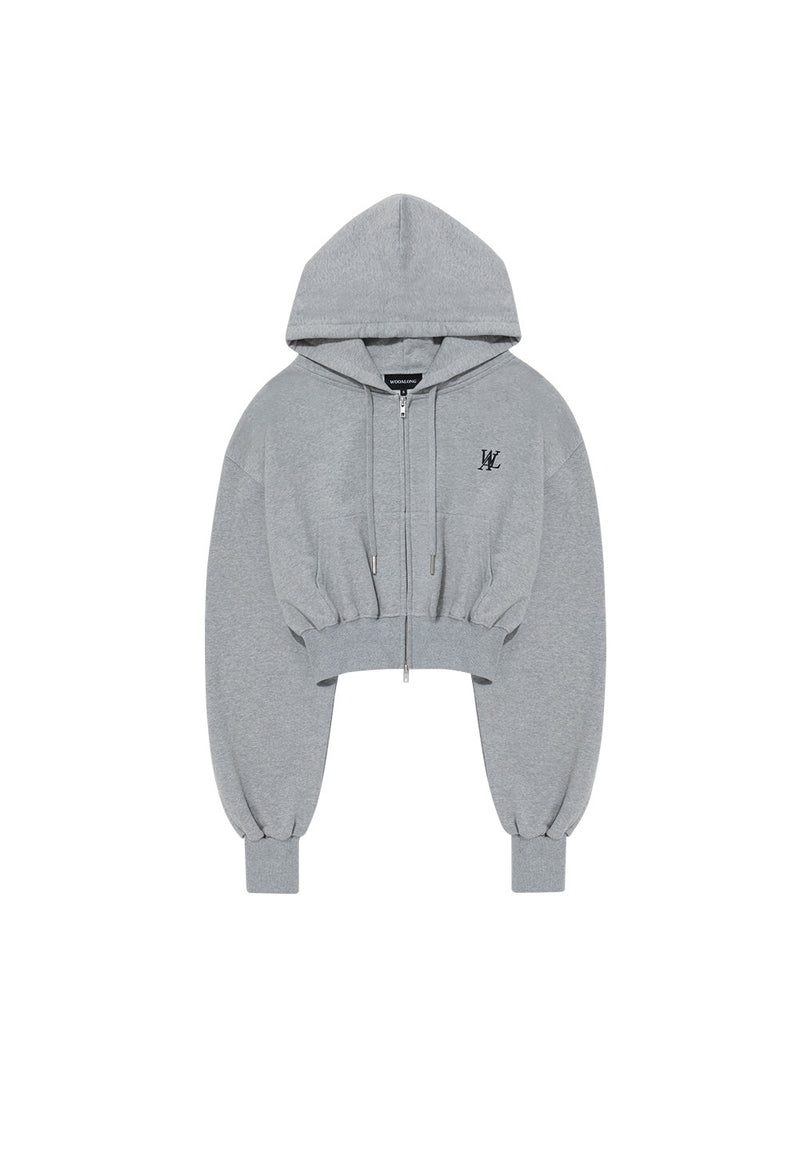 Signature Crop Hood Zip-up Grey